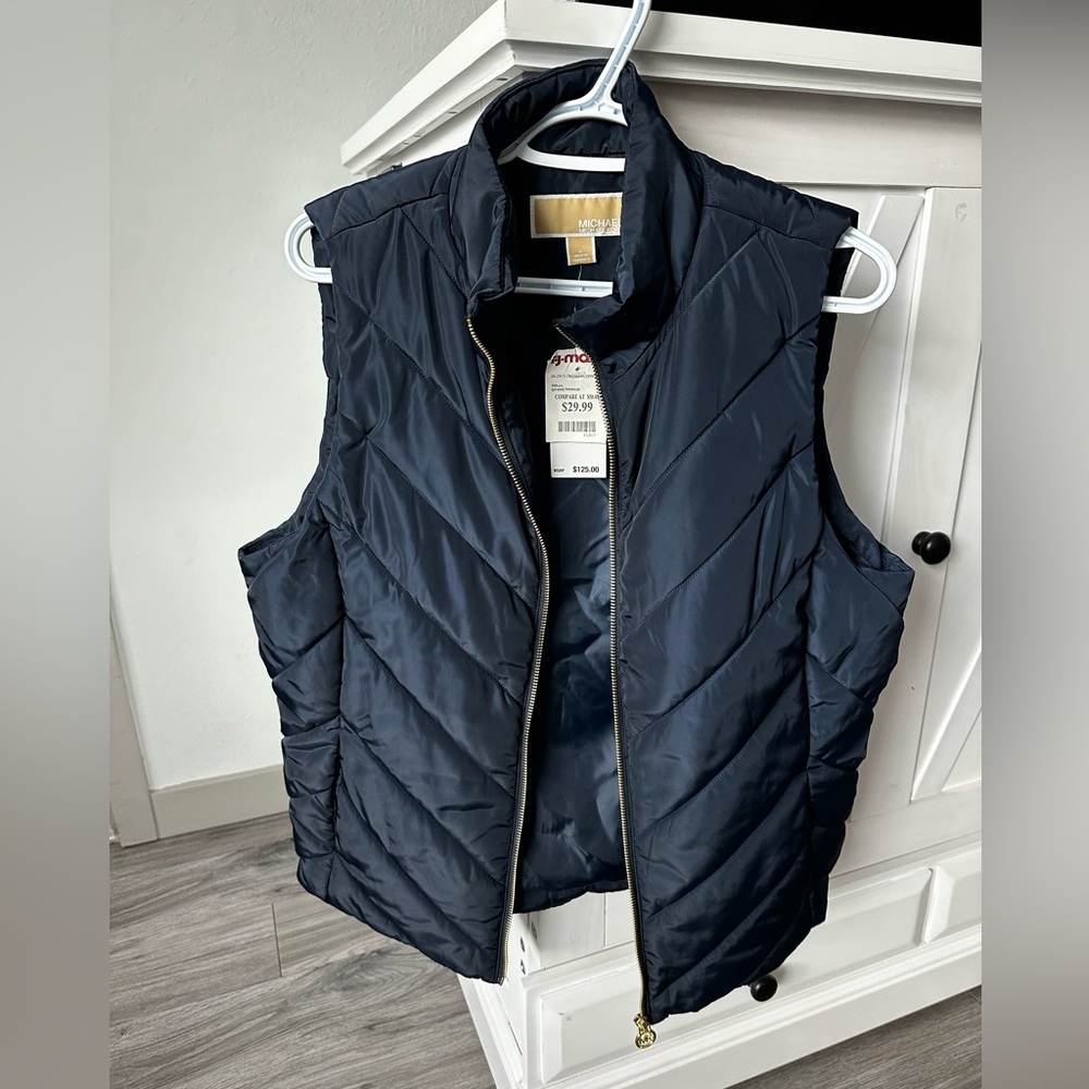 NWT Michael Kors Dark Blue Quilted Vest - Large